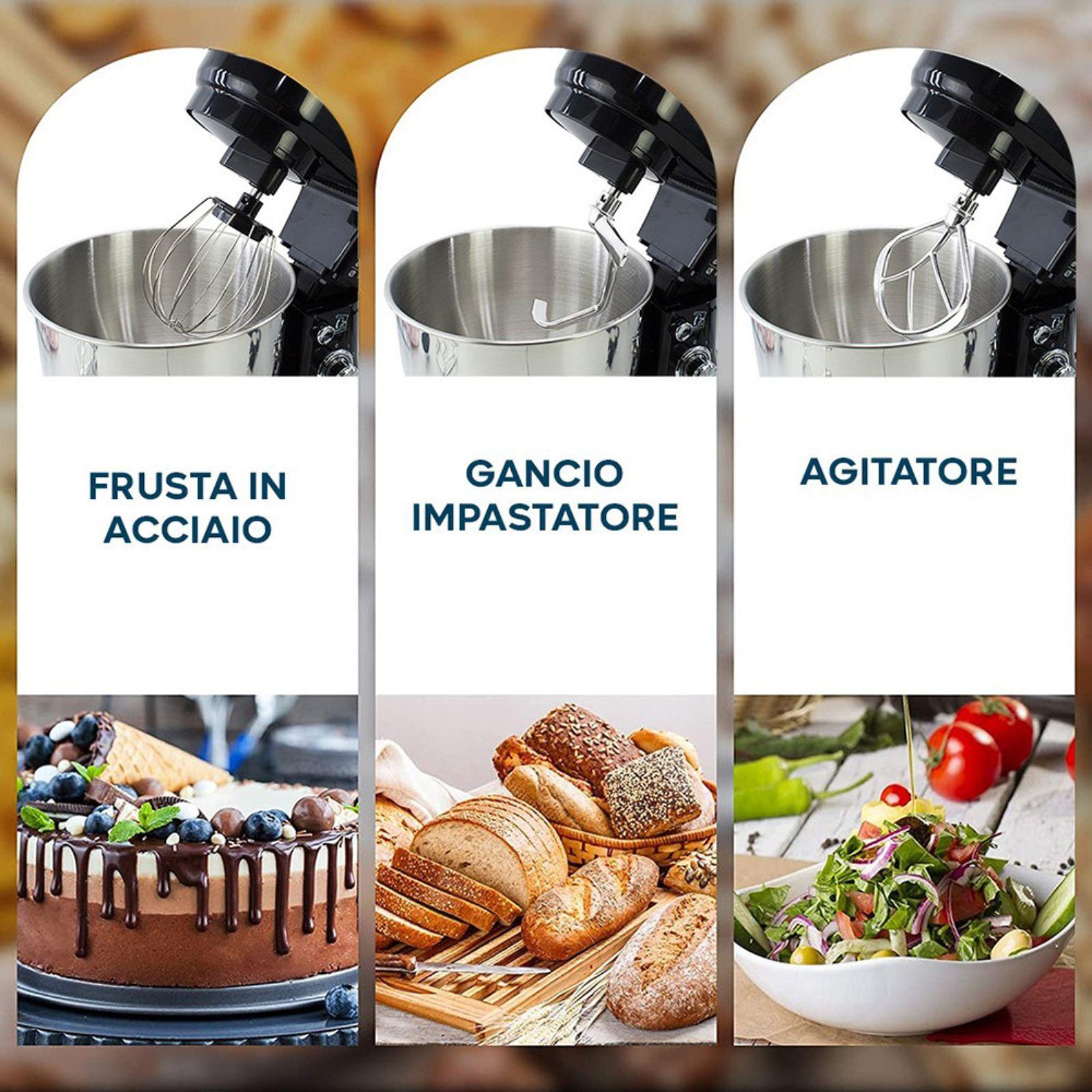 dgbavaria impastatrice planetaria 5l acciaio inox 6 velocità 700w con accessori - foto 3 dgbavaria impastatrice planetaria 5l acciaio inox 6 velocità 700w con accessori - foto 3