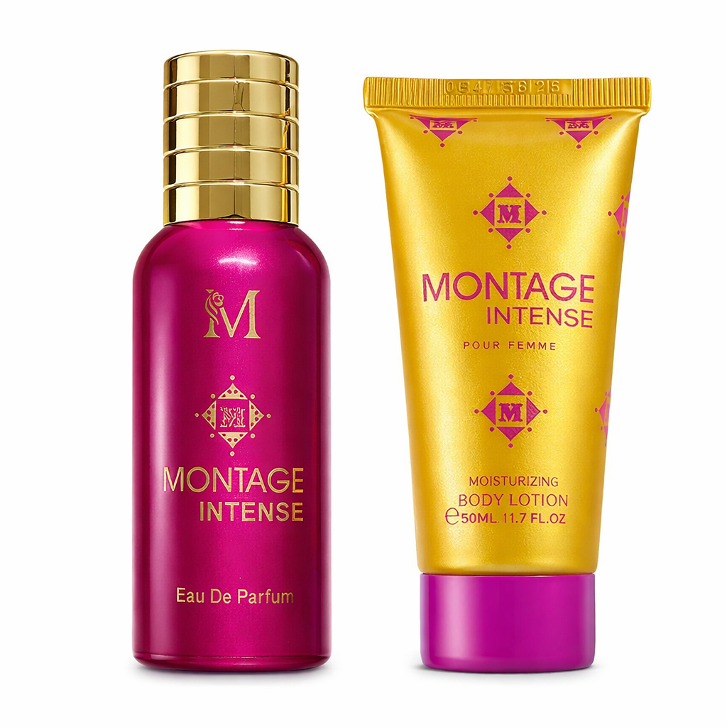 set montage intense profumo 50 ml con crema corpo 50 ml coordinata - foto 1 set montage intense profumo 50 ml con crema corpo 50 ml coordinata - foto 1