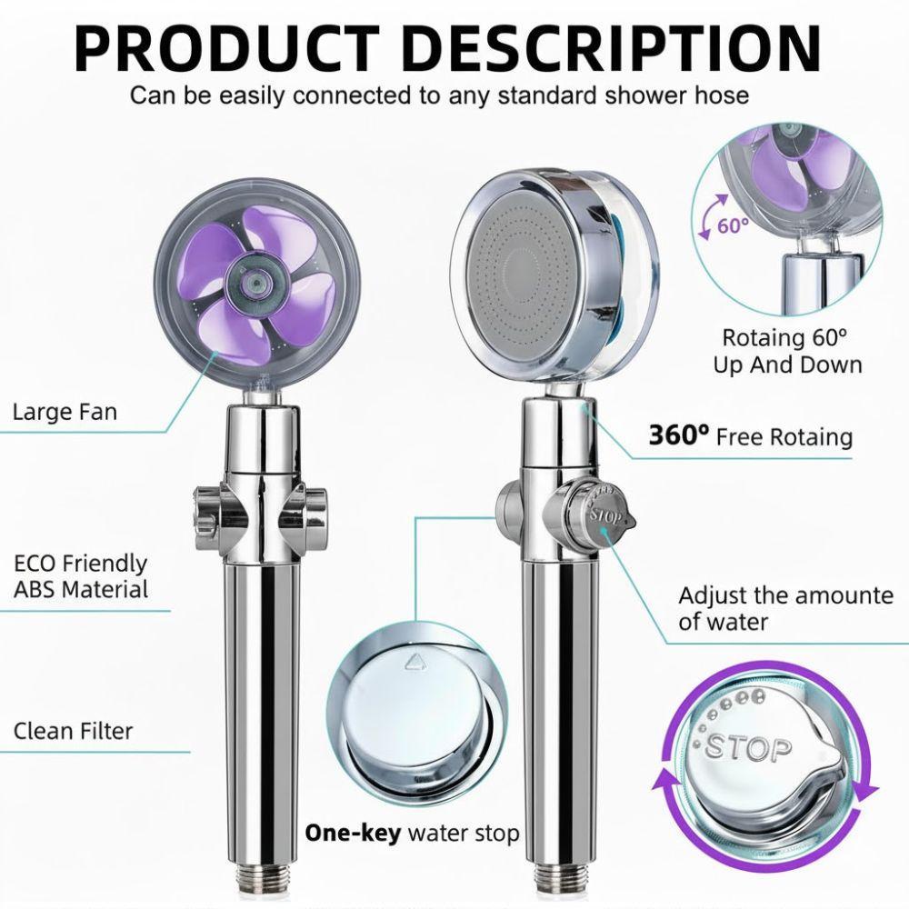 soffione doccia alta pressione, ventola turbo fan 360 gradi con interruttore stop e filtro - foto 5 soffione doccia alta pressione, ventola turbo fan 360 gradi con interruttore stop e filtro - foto 5