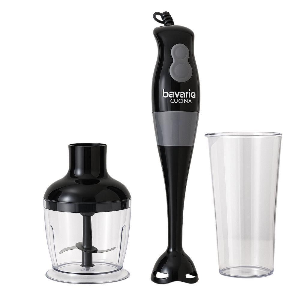 MixyChef Pro mixer nero con contenitore lama, frullatore immersione e bicchiere