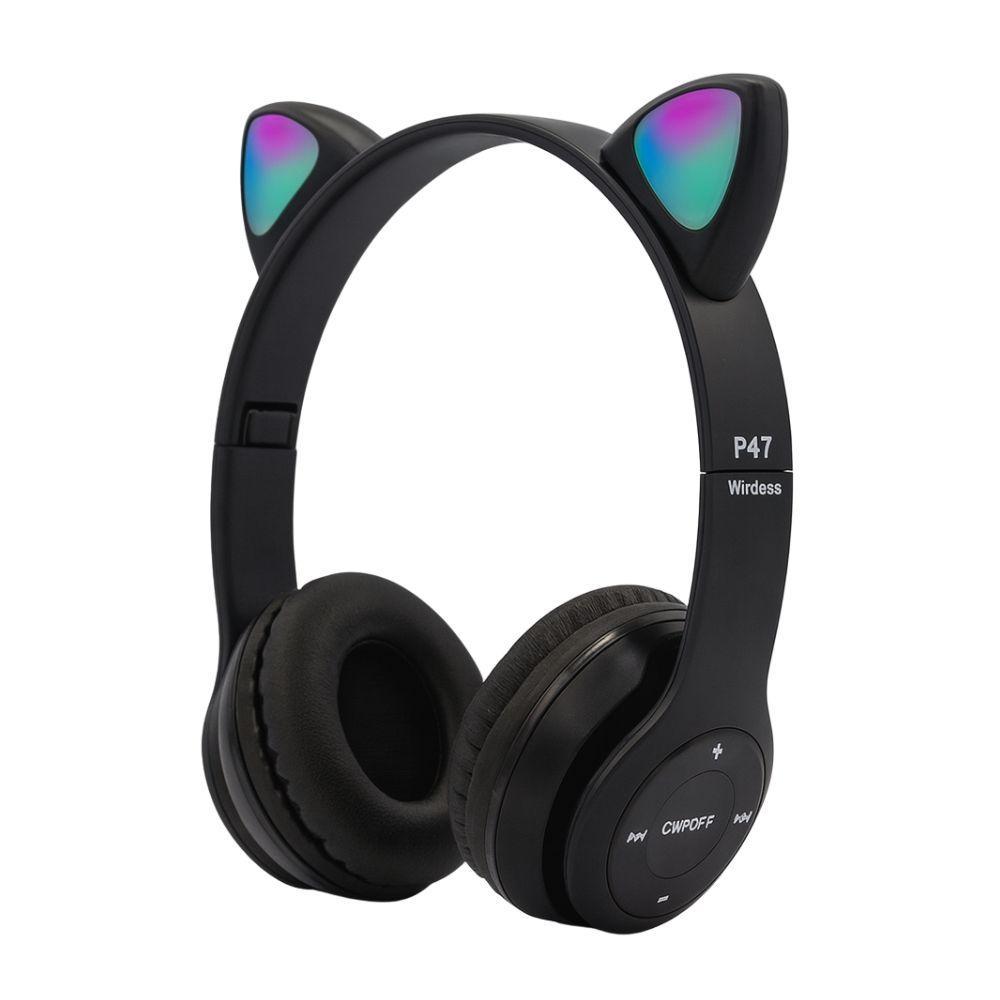  cuffie bluetooth cat ear headset gaming con effetti led e suono stereo - foto 1