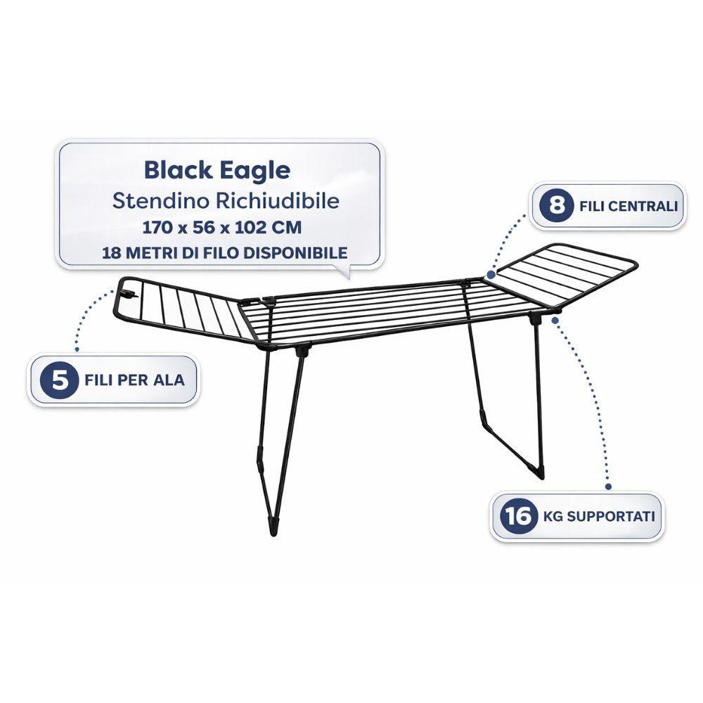  stendino richiudibile in metallo nero pieghevole salvaspazio - foto 3