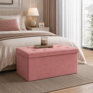 Pouf panca contenitore in velluto rettangolare 76x38x38
