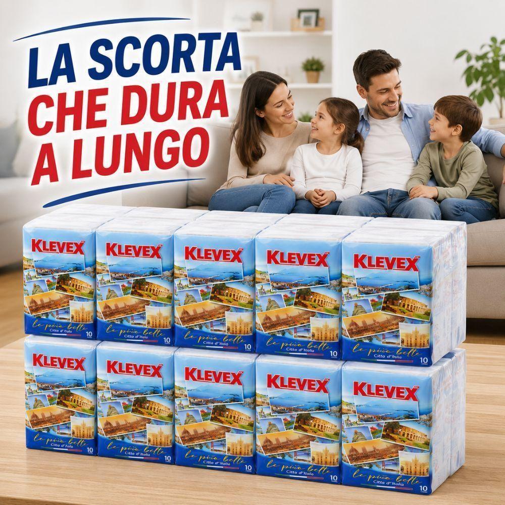 Fazzoletti Klevex bianchi a 3 veli, confezione da 50 pacchetti