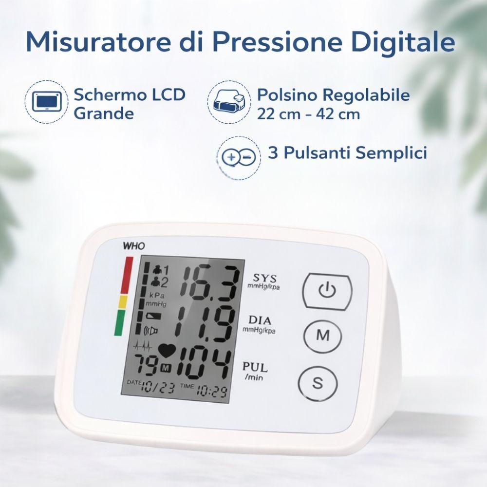 Misuratore di pressione digitale con batteria e schermo di lettura