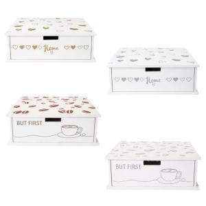 Cassetto porta cialde e zucchero da caffè in legno con divisori organizer elegante