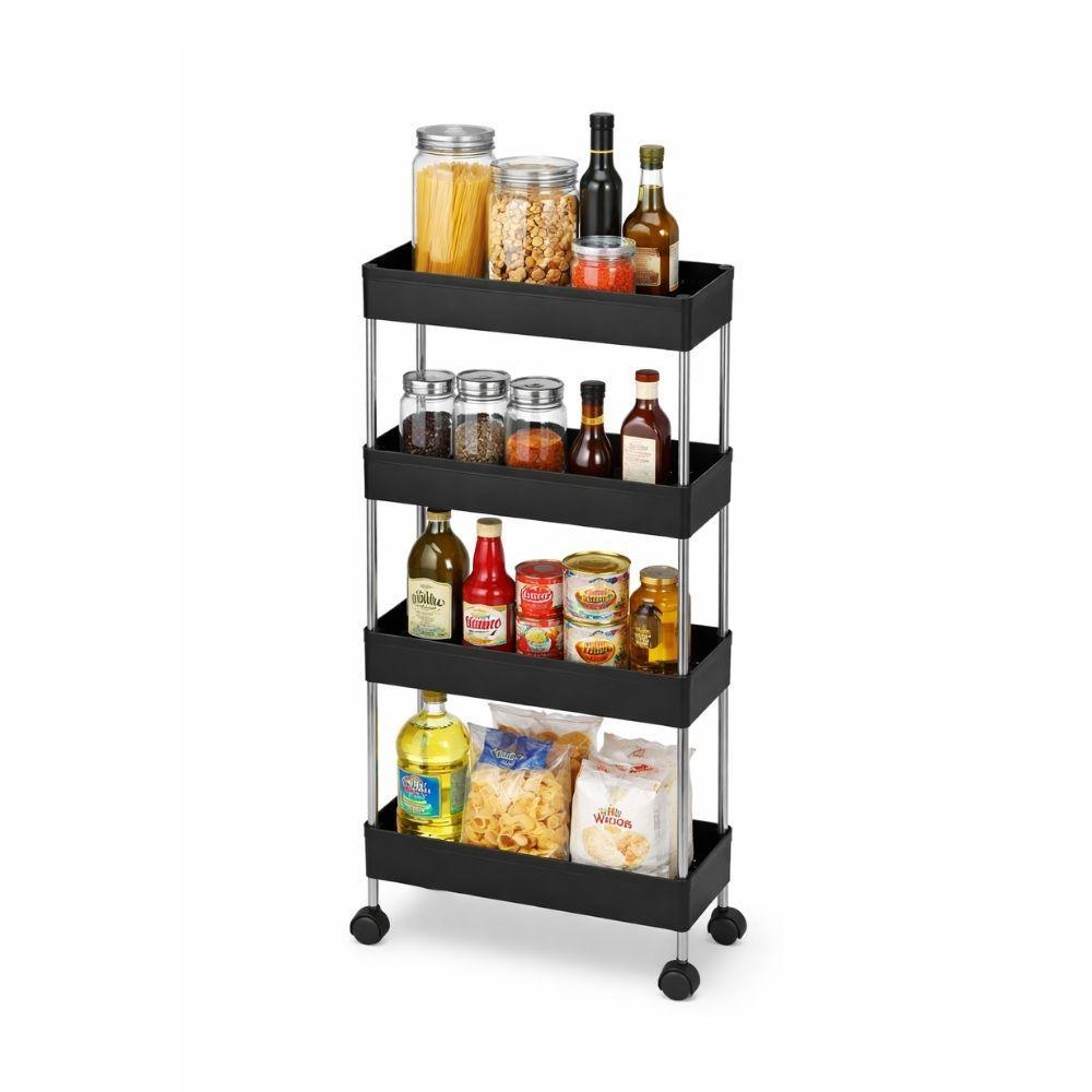 carrello salvaspazio a 4 ripiani con ruote per cucina, bagno, ripostiglio - foto 2 carrello salvaspazio a 4 ripiani con ruote per cucina, bagno, ripostiglio - foto 2