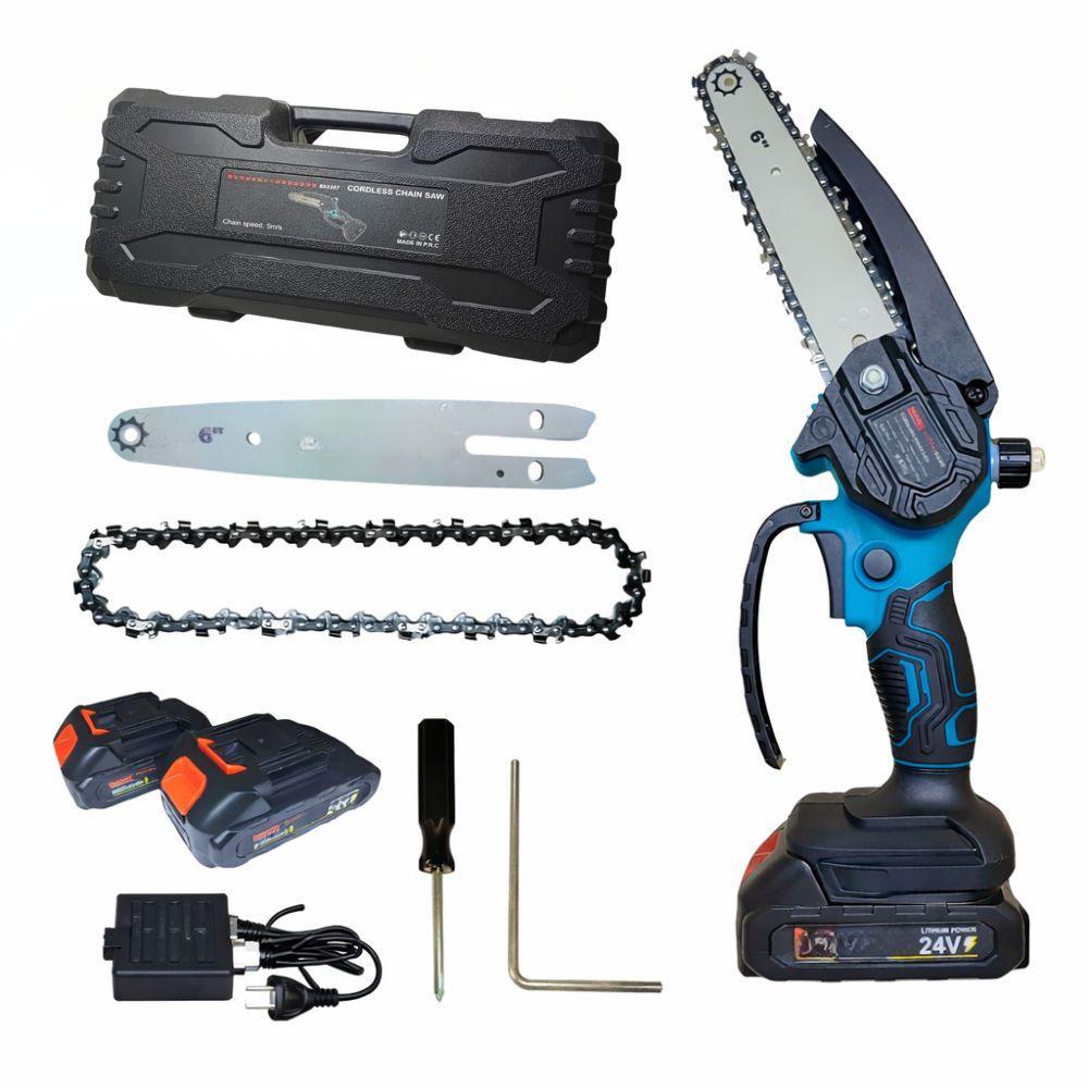  motosega a batteria 24v 6” cordless con accessori e valigetta - foto 1