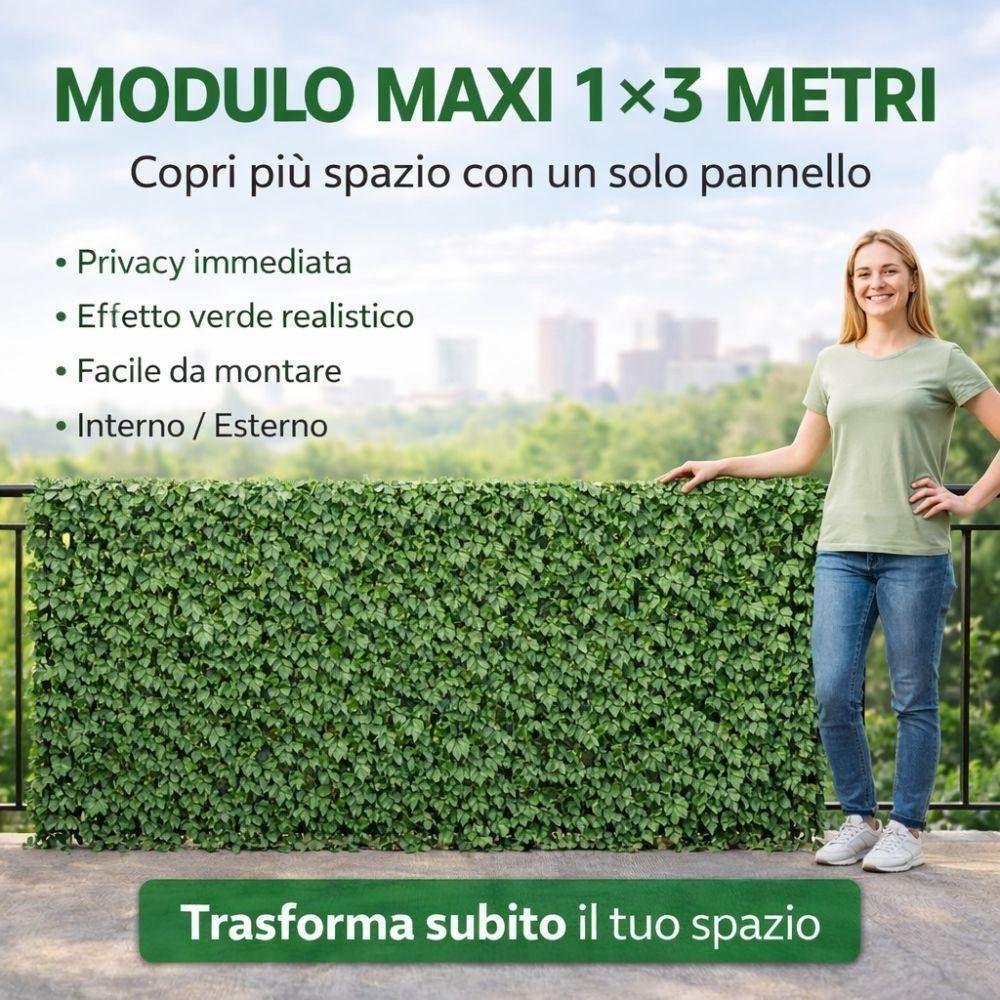  siepe artificiale sempreverde privacy 1x3 metri, edera finta per balcone recinzione giardino - foto 3