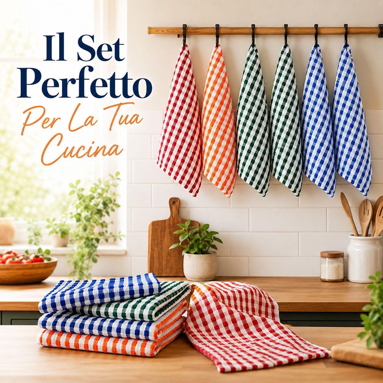 Strofinacci colorati in cotone, dettaglio della trama assorbente e della resistenza