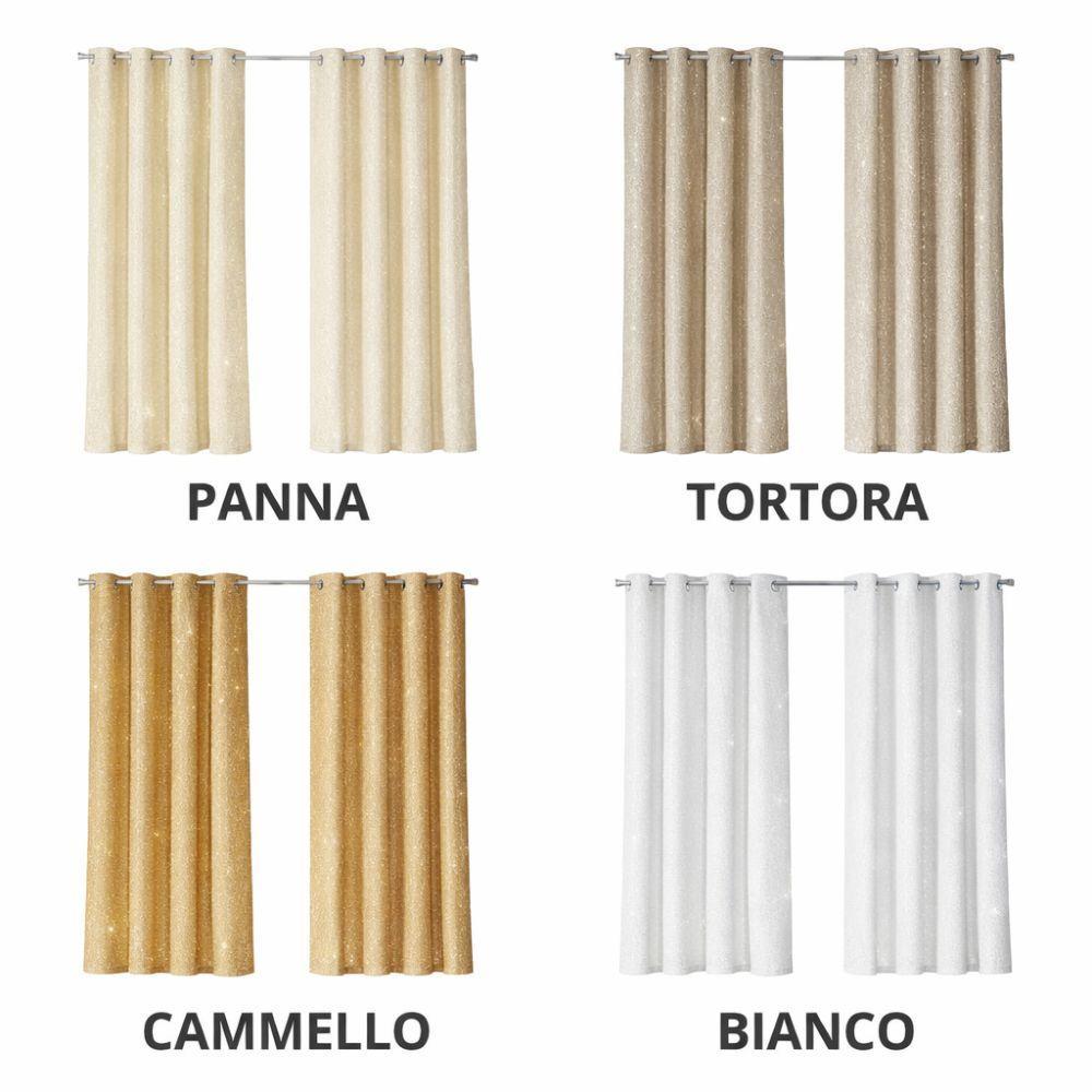  coppia tenda coprente effetto linone brillantinato con anelli - foto 2