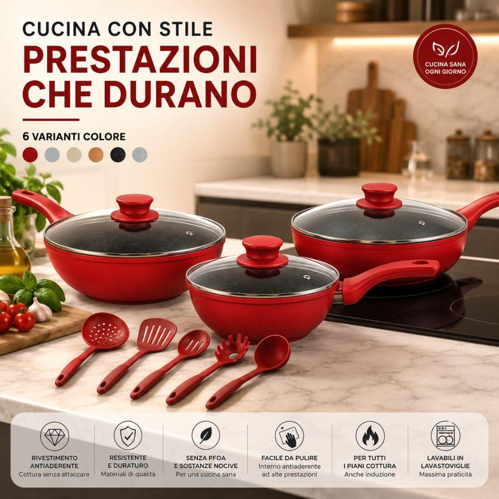  tris di padelle con coperchi in vetro (20) - (24) - (28) cm - foto 2