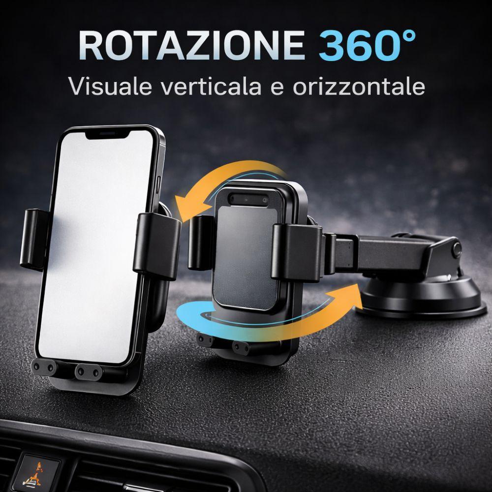  supporto smartphone auto con ventosa  braccio regolabile e rotazione 360° universale - foto 4