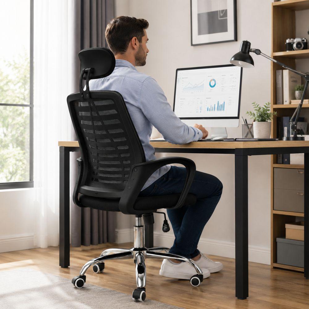  sedia ufficio ergonomica con poggiatesta e schienale traspirante - foto 3