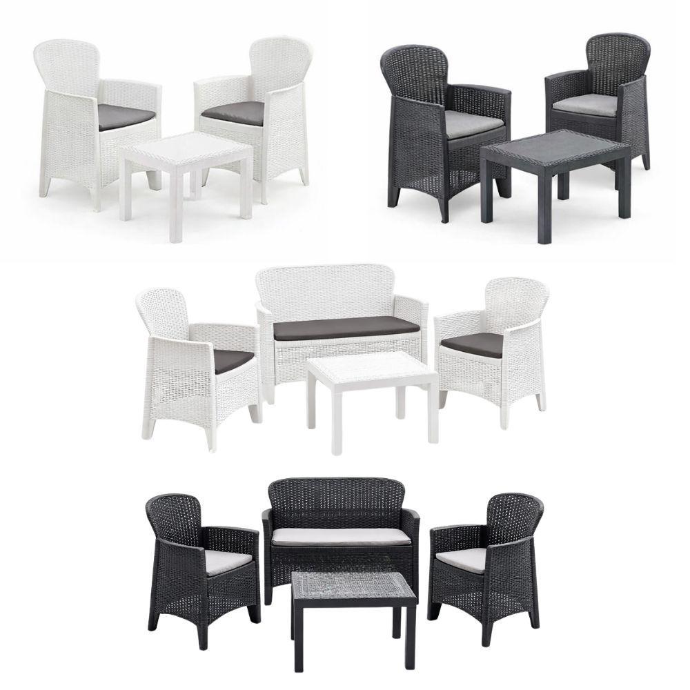 set giardino con tavolino e cuscini effetto rattan - foto 1 set giardino con tavolino e cuscini effetto rattan - foto 1