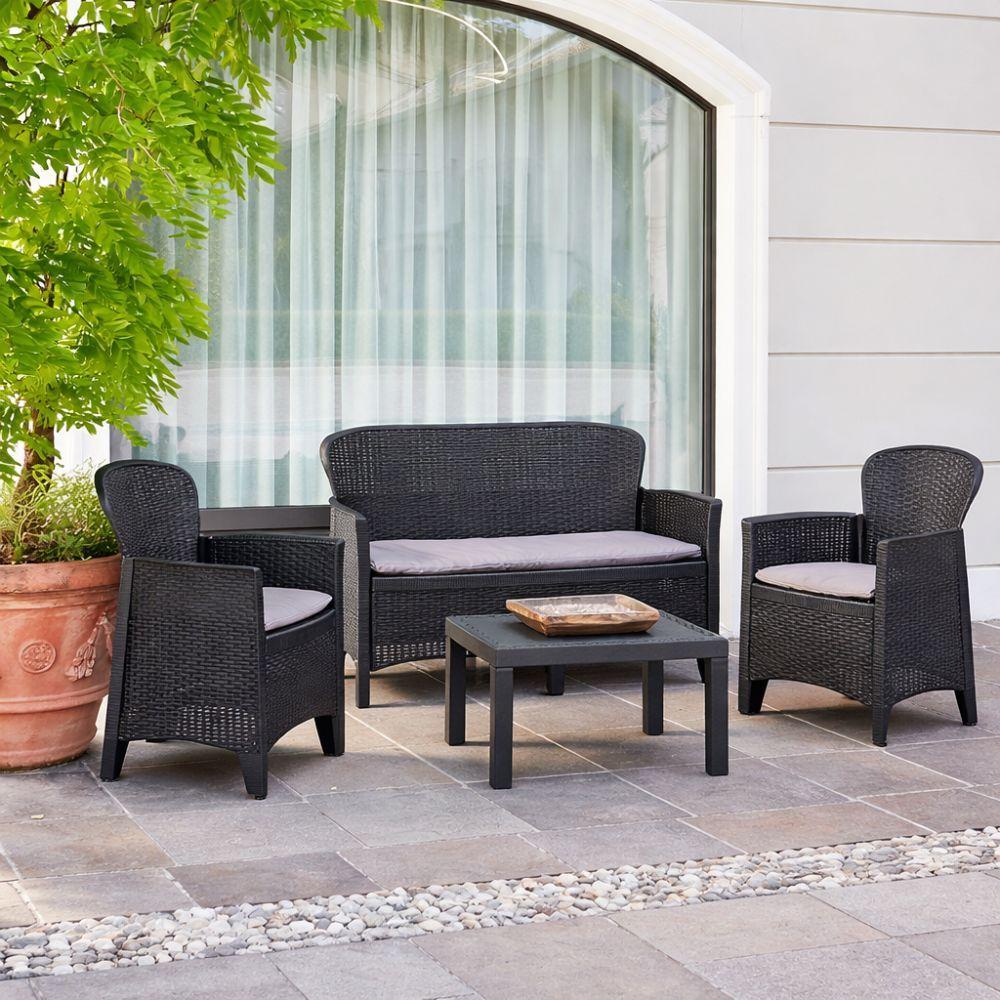 set giardino con tavolino e cuscini effetto rattan - foto 4 set giardino con tavolino e cuscini effetto rattan - foto 4