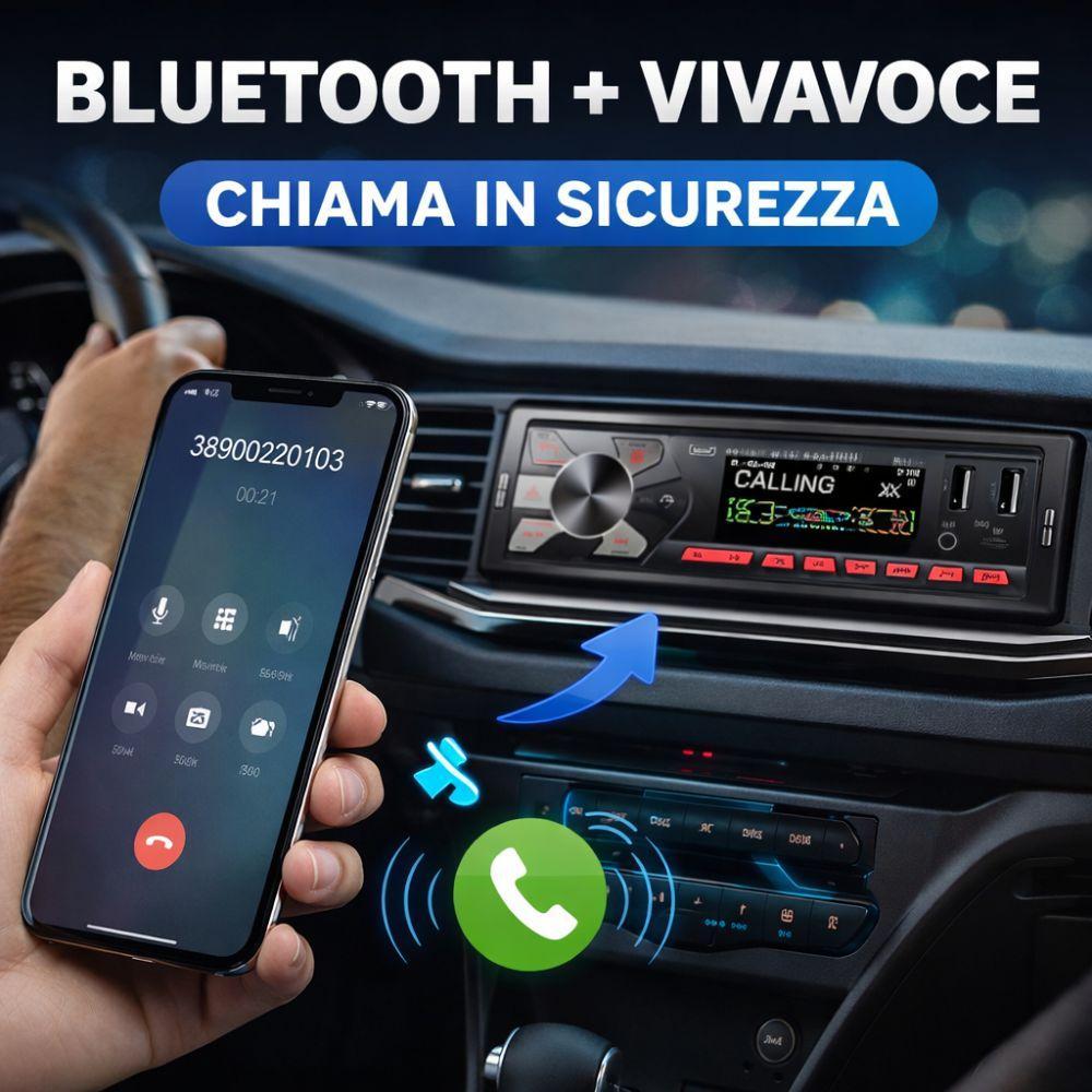 stereo autoradio 1din bluetooth con usb tf aux fm, lettore mp3, vivavoce universale - foto 2 stereo autoradio 1din bluetooth con usb tf aux fm, lettore mp3, vivavoce universale - foto 2