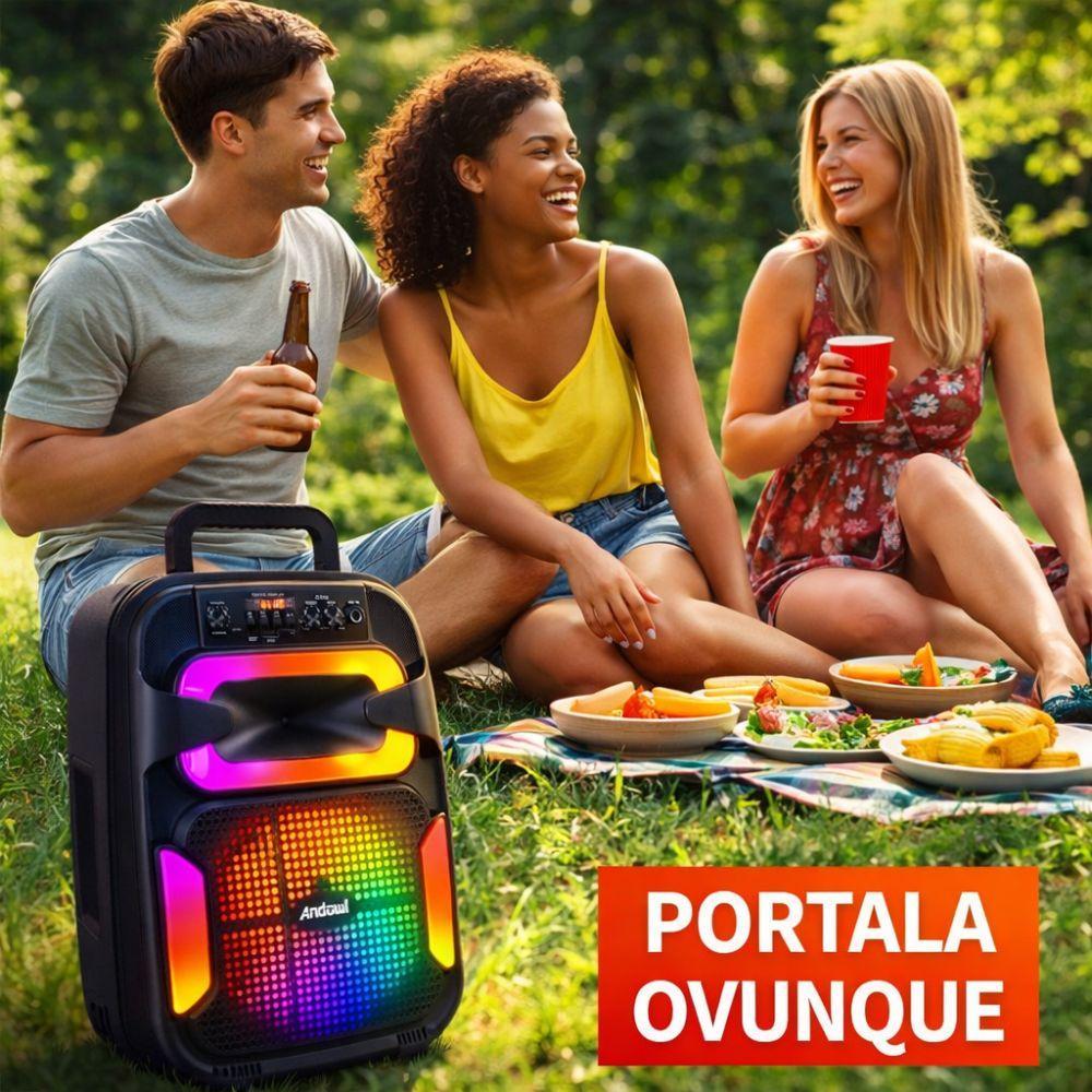 cassa speaker bluetooth con effetti led multicolor e microfono incluso - foto 3 cassa speaker bluetooth con effetti led multicolor e microfono incluso - foto 3