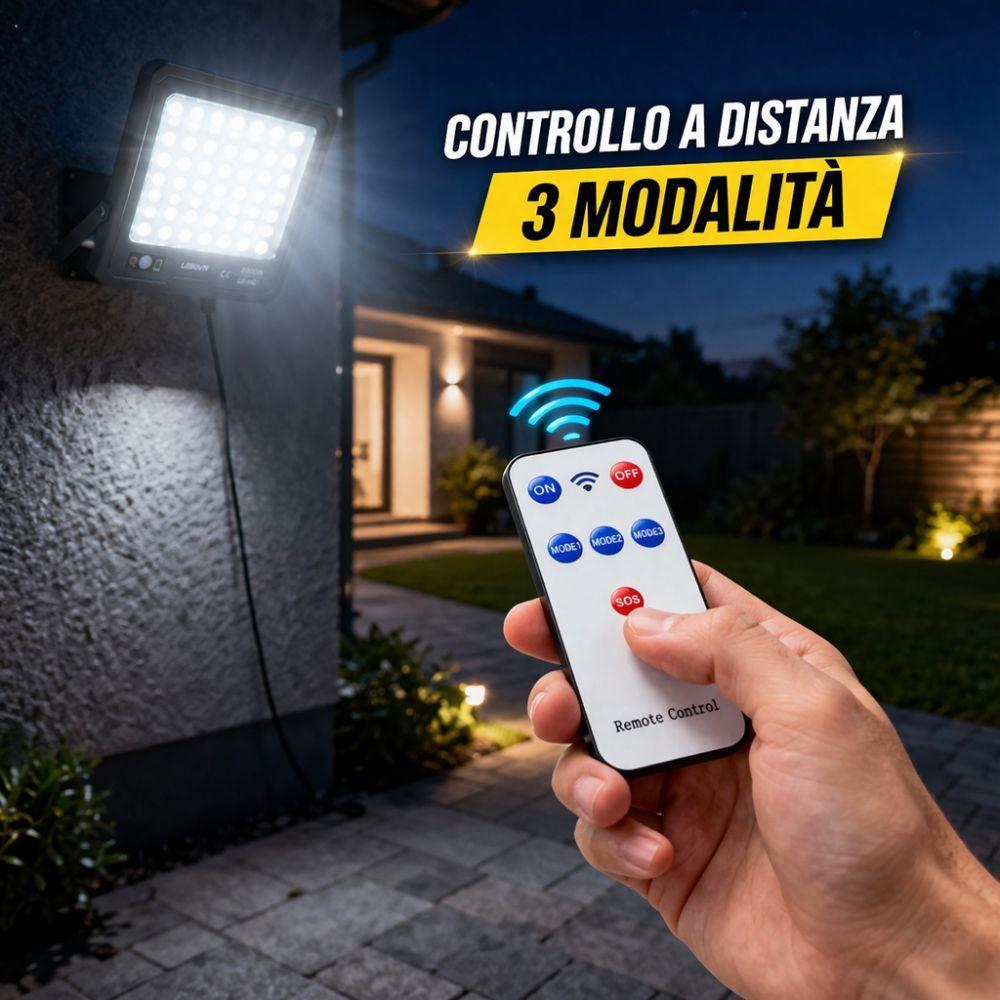  faro led solare 2000w con pannello fotovoltaico ip66 e telecomando - foto 2