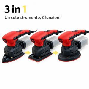 Levigatrice orbitale 3 in 1 con aspirazione elettrica multiuso per legno muro metallo con accessori inclusi