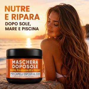 Maschera doposole capelli ristrutturante con cheratina, pro-vitamina b5 e vitamina e