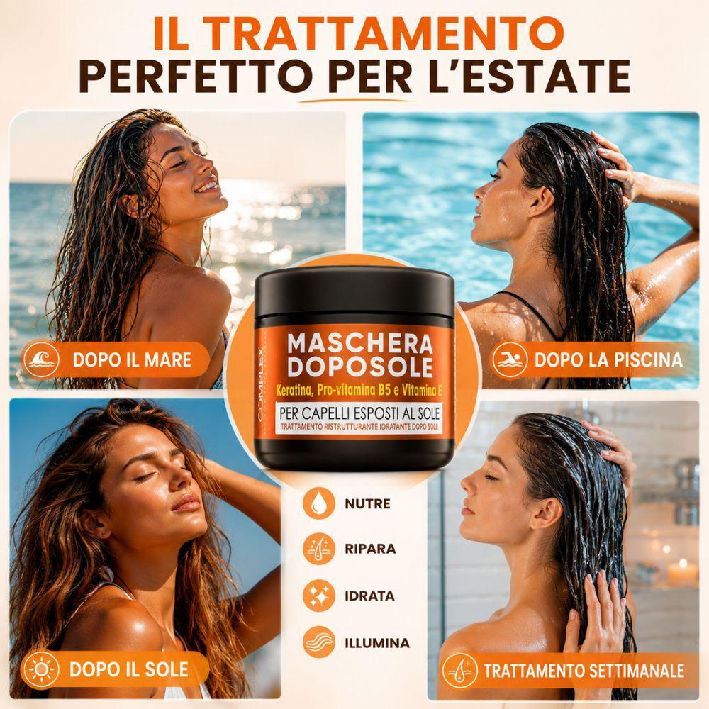  maschera doposole capelli ristrutturante con cheratina, pro-vitamina b5 e vitamina e - foto 4