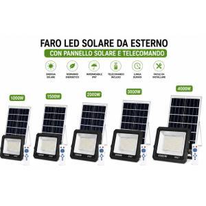 Faro led solare da esterno con pannello solare e telecomando