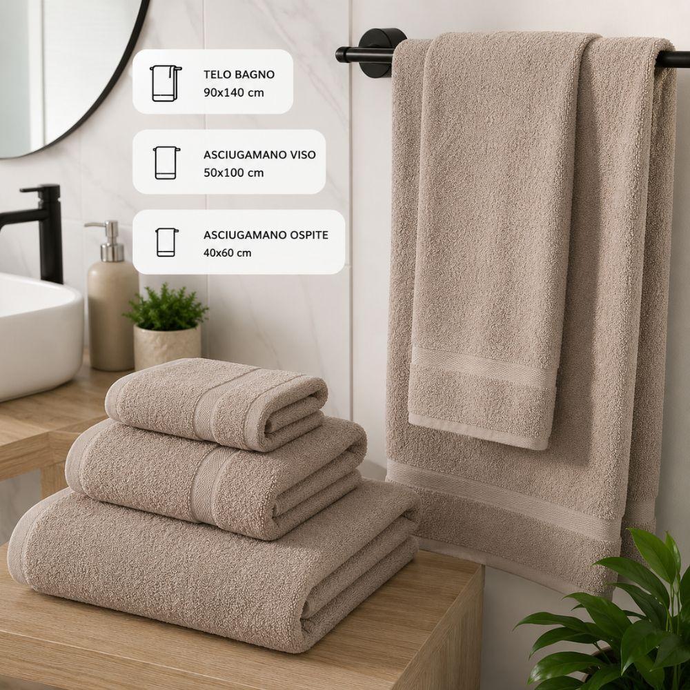  set asciugamani spugna 3 pezzi morbidi assorbenti 90x140 50x100 40x60 - foto 3