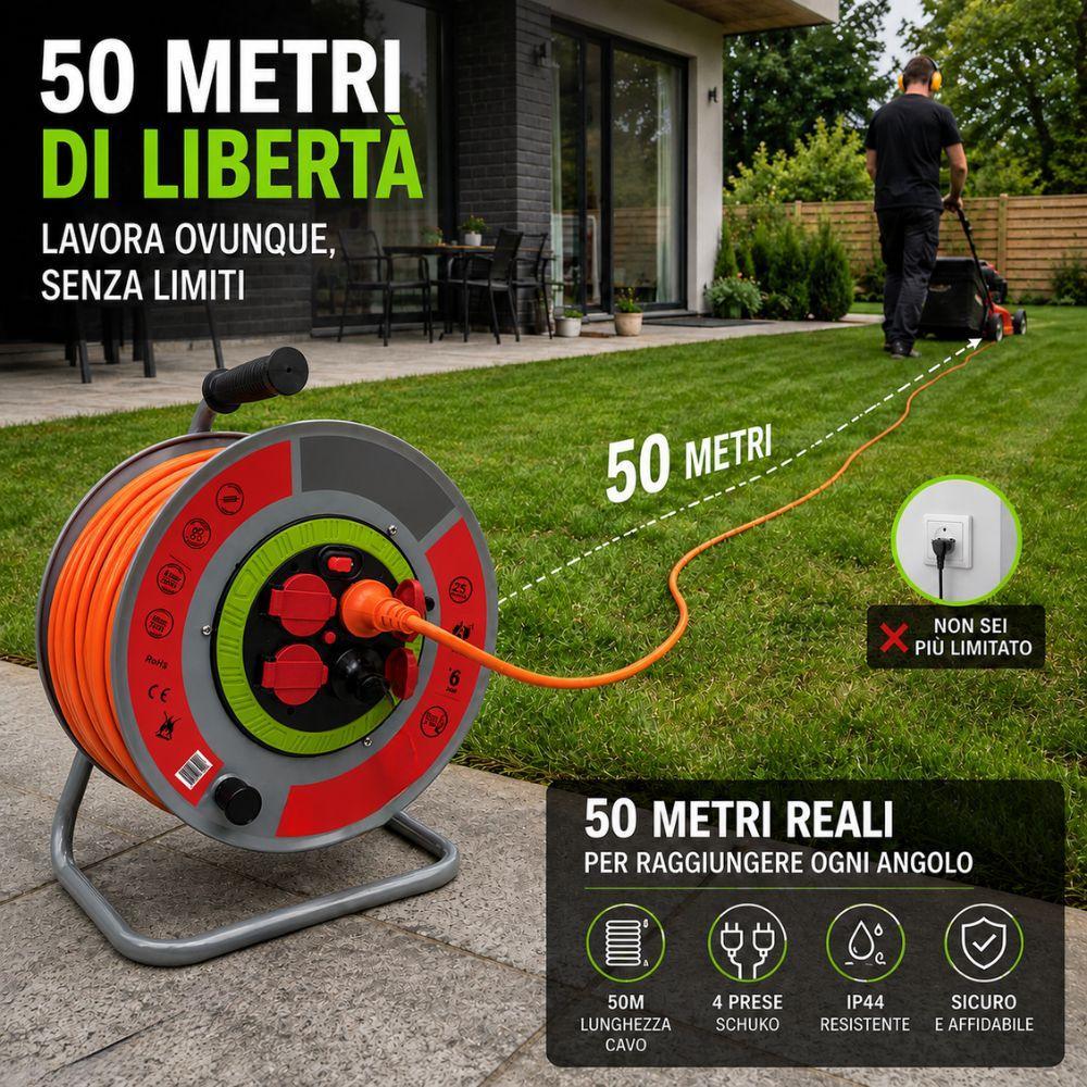  prolunga di corrente avvolgibile e impermeabile da 50mt - foto 3