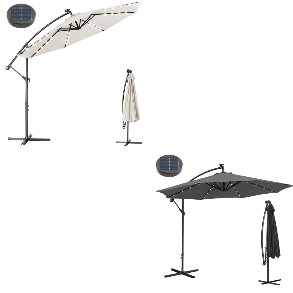  ombrellone giardino 3mt con luce led solare palo decentrato con carrucola - foto 1