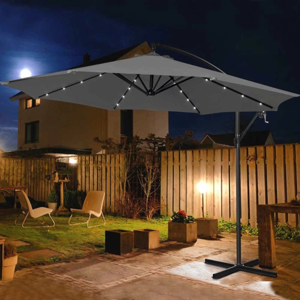  ombrellone giardino 3mt con luce led solare palo decentrato con carrucola - foto 3
