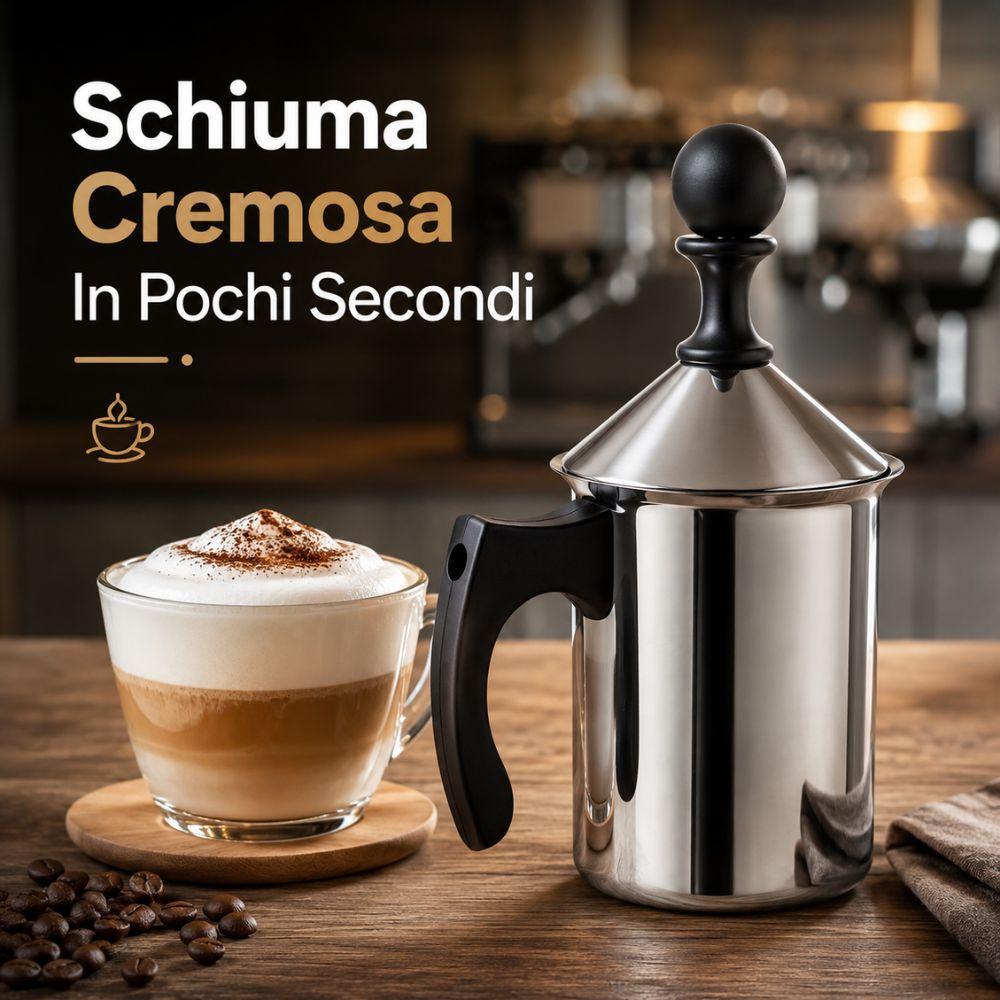 montalatte manuale in acciaio inox per cappuccino e latte schiumato - foto 2 montalatte manuale in acciaio inox per cappuccino e latte schiumato - foto 2