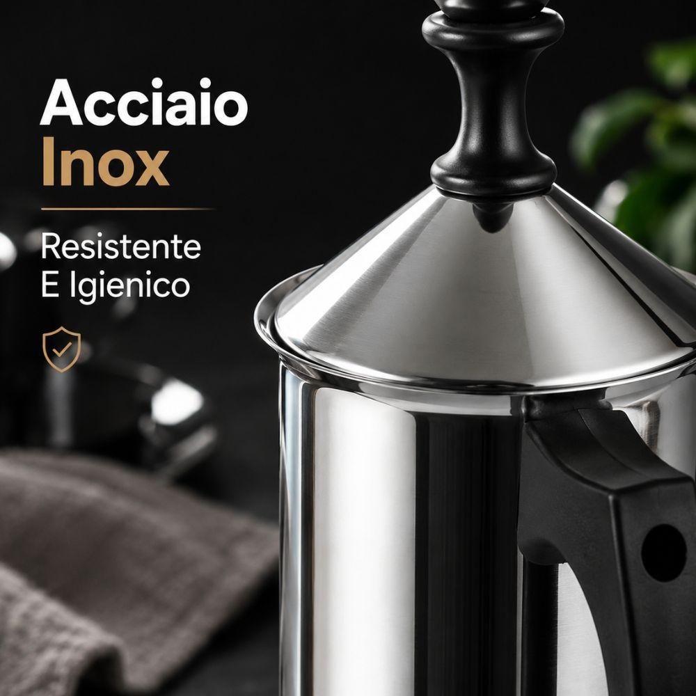 montalatte manuale in acciaio inox per cappuccino e latte schiumato - foto 3 montalatte manuale in acciaio inox per cappuccino e latte schiumato - foto 3