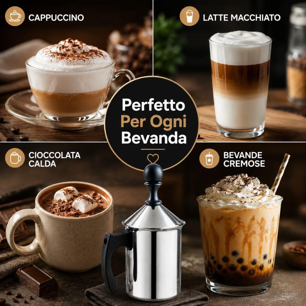 montalatte manuale in acciaio inox per cappuccino e latte schiumato - foto 4 montalatte manuale in acciaio inox per cappuccino e latte schiumato - foto 4