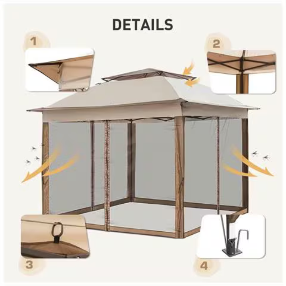 gazebo richiudibile 3x3 m salvaspazio con zanzariere, presa aria e borsa trasporto - foto 4 gazebo richiudibile 3x3 m salvaspazio con zanzariere, presa aria e borsa trasporto - foto 4