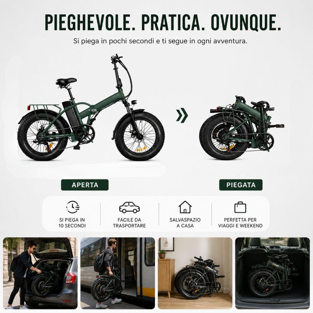 bici elettrica pieghevole fat bike 20 pollici con batteria integrata e portapacchi - foto 3 bici elettrica pieghevole fat bike 20 pollici con batteria integrata e portapacchi - foto 3
