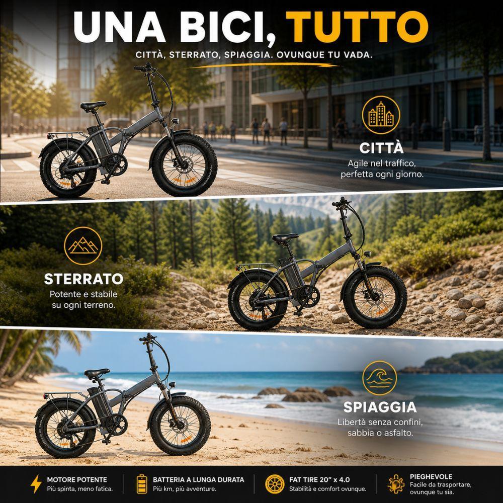 bici elettrica pieghevole fat bike 20 pollici con batteria integrata e portapacchi - foto 5 bici elettrica pieghevole fat bike 20 pollici con batteria integrata e portapacchi - foto 5