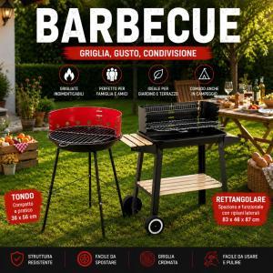 Barbecue carbonella tondo e rettangolare da giardino campeggio terrazza