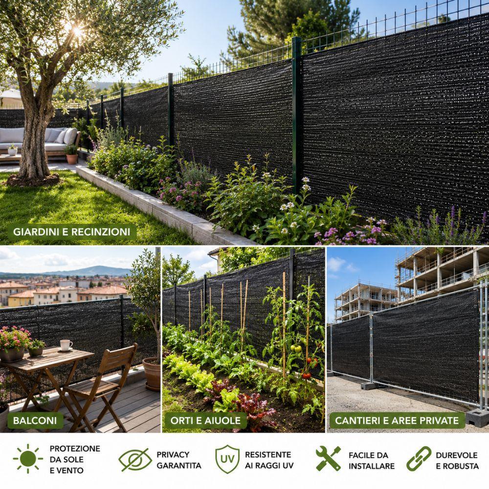  rete ombreggiante frangivista multiuso 1x5 metri privacy recinzione giardino balcone - foto 5