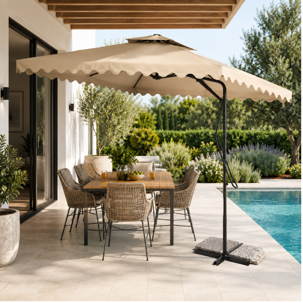  ombrellone da giardino decentrato 2,5x2,5 m con palo in metallo, chiusura a leva, base a croce e sistema air vent - foto 4