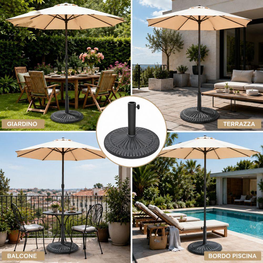  base ombrellone rotonda 15kg decorativa effetto ghisa supporto esterno giardino - foto 4