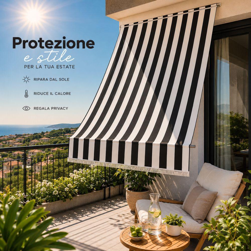  tenda sole a righe da balcone per esterno protezione uv veranda terrazza - foto 2