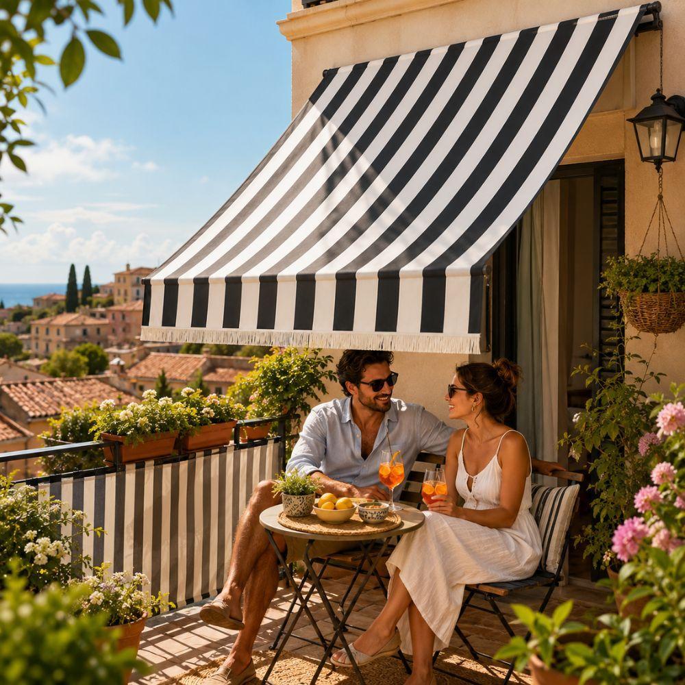  tenda sole a righe da balcone per esterno protezione uv veranda terrazza - foto 3