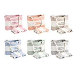 Set mare 2 pezzi borsa mare con manici in corda + telo mare coordinato