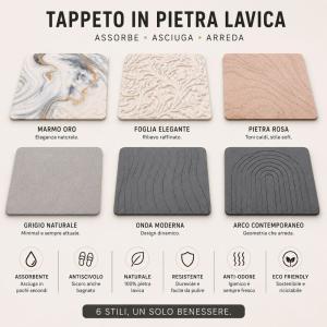 Tappeto bagno in pietra lavica assorbente antiscivolo design moderno