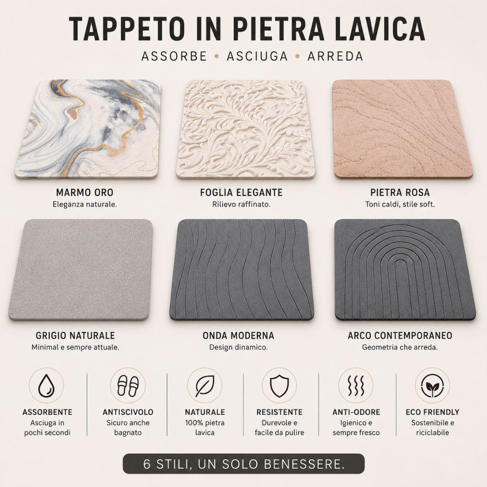  tappeto bagno in pietra lavica assorbente antiscivolo design moderno - foto 2