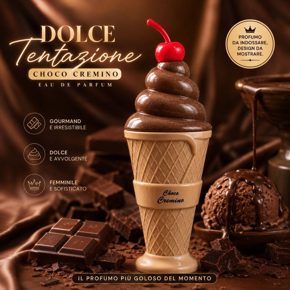 Bottiglia profumo gelato marrone 'Dolce Tentazione Choco Cremino' con cioccolato e dolci