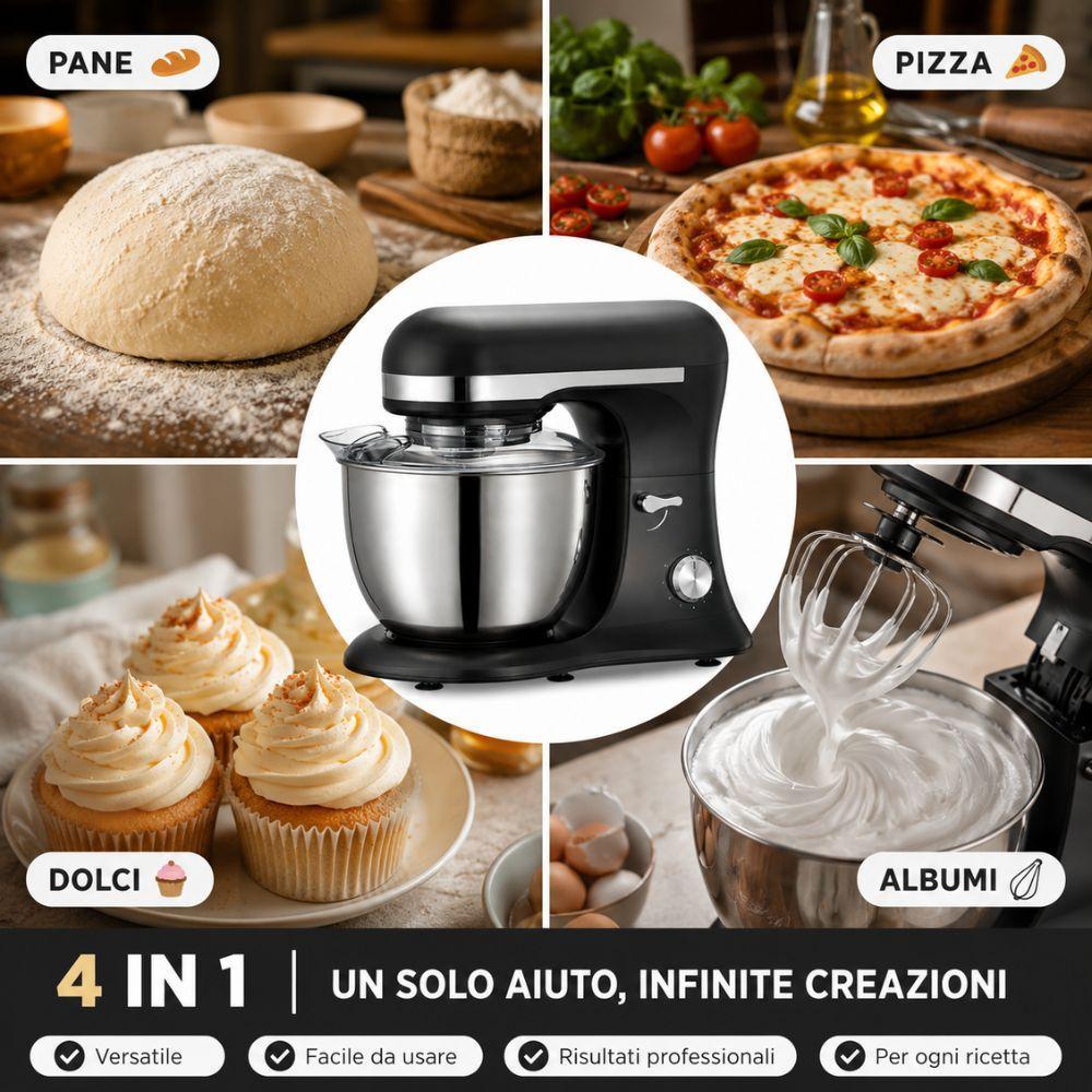 planetaria impastatrice elettrica con ciotola in acciaio inox per dolci pizza pane e impasti - foto 3 planetaria impastatrice elettrica con ciotola in acciaio inox per dolci pizza pane e impasti - foto 3