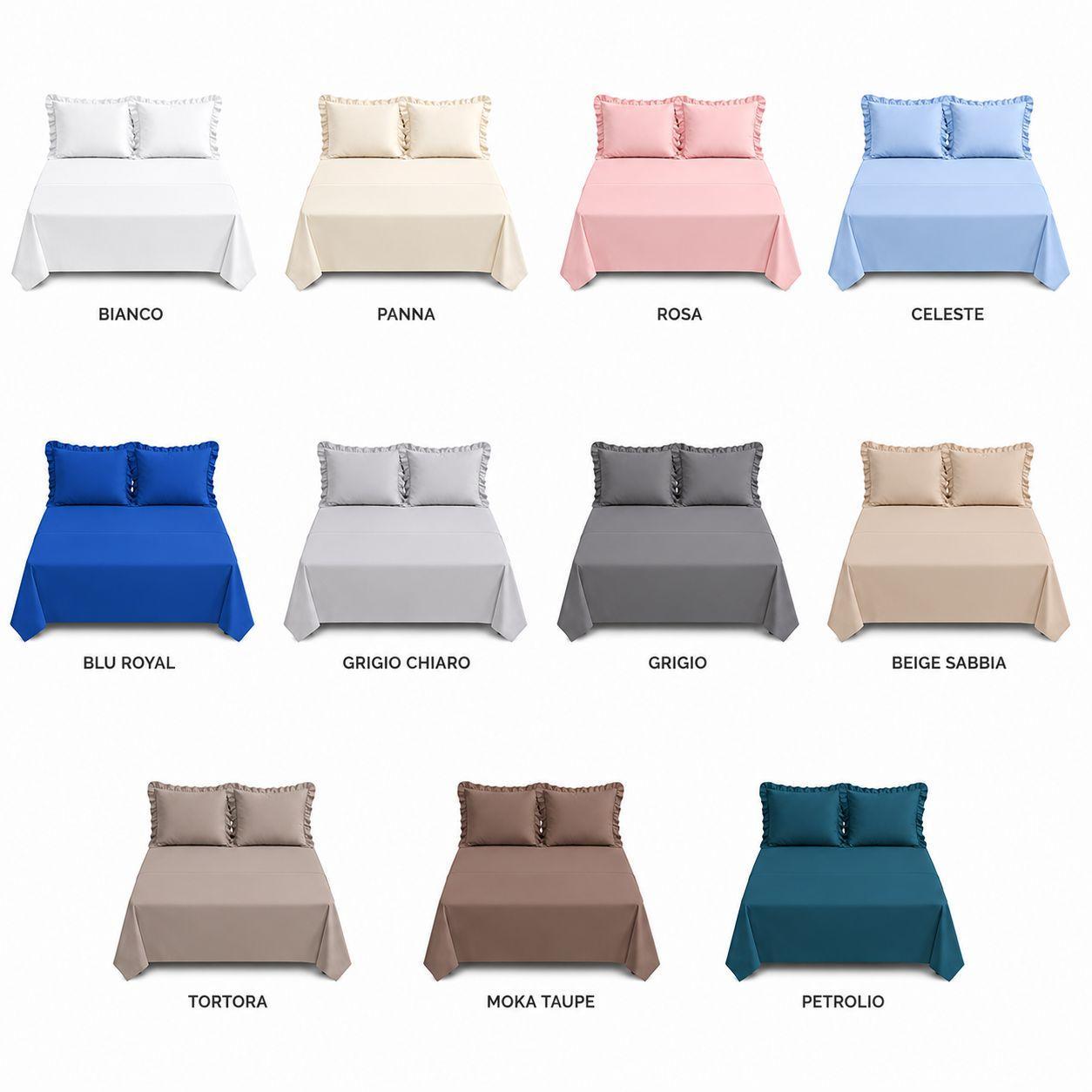  completo letto matrimoniale volant elegante con balze set lenzuola 4 pezzi - foto 1