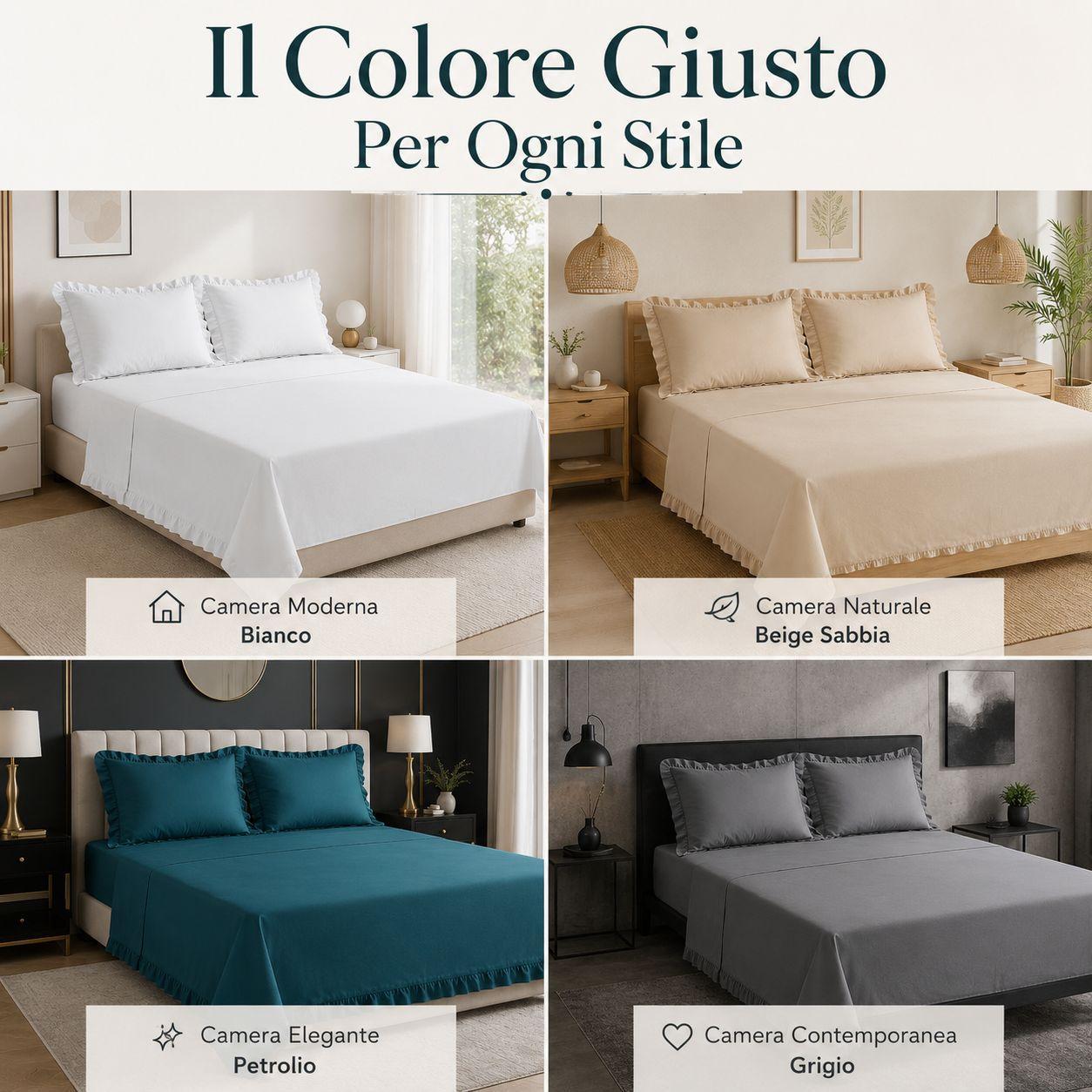  completo letto matrimoniale volant elegante con balze set lenzuola 4 pezzi - foto 3